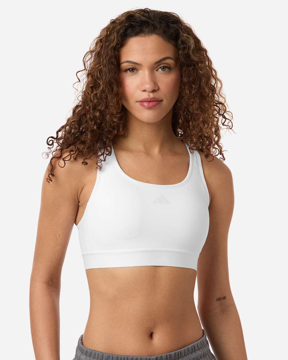 adidas Women's Techfit Compression Racerback Sports Bra in White, style AT750