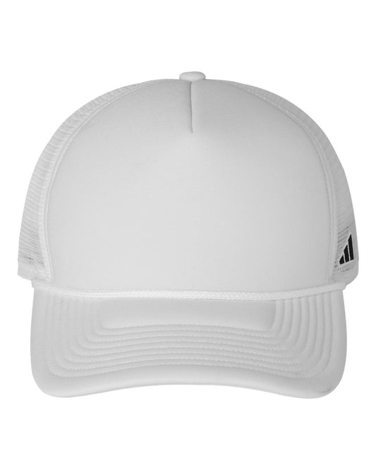 adidas AH608 Fundamental Dispatch Trucker Cap in White/Black