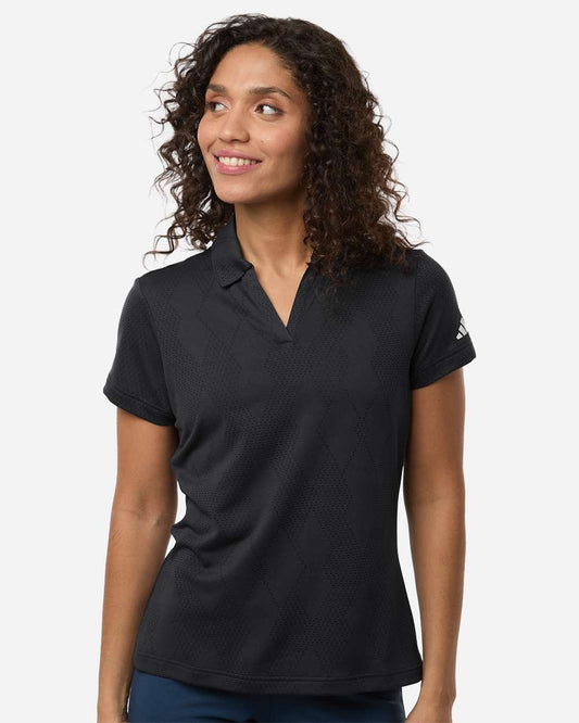 adidas Women's Textured Jacquard Polo in Carbon, style A727