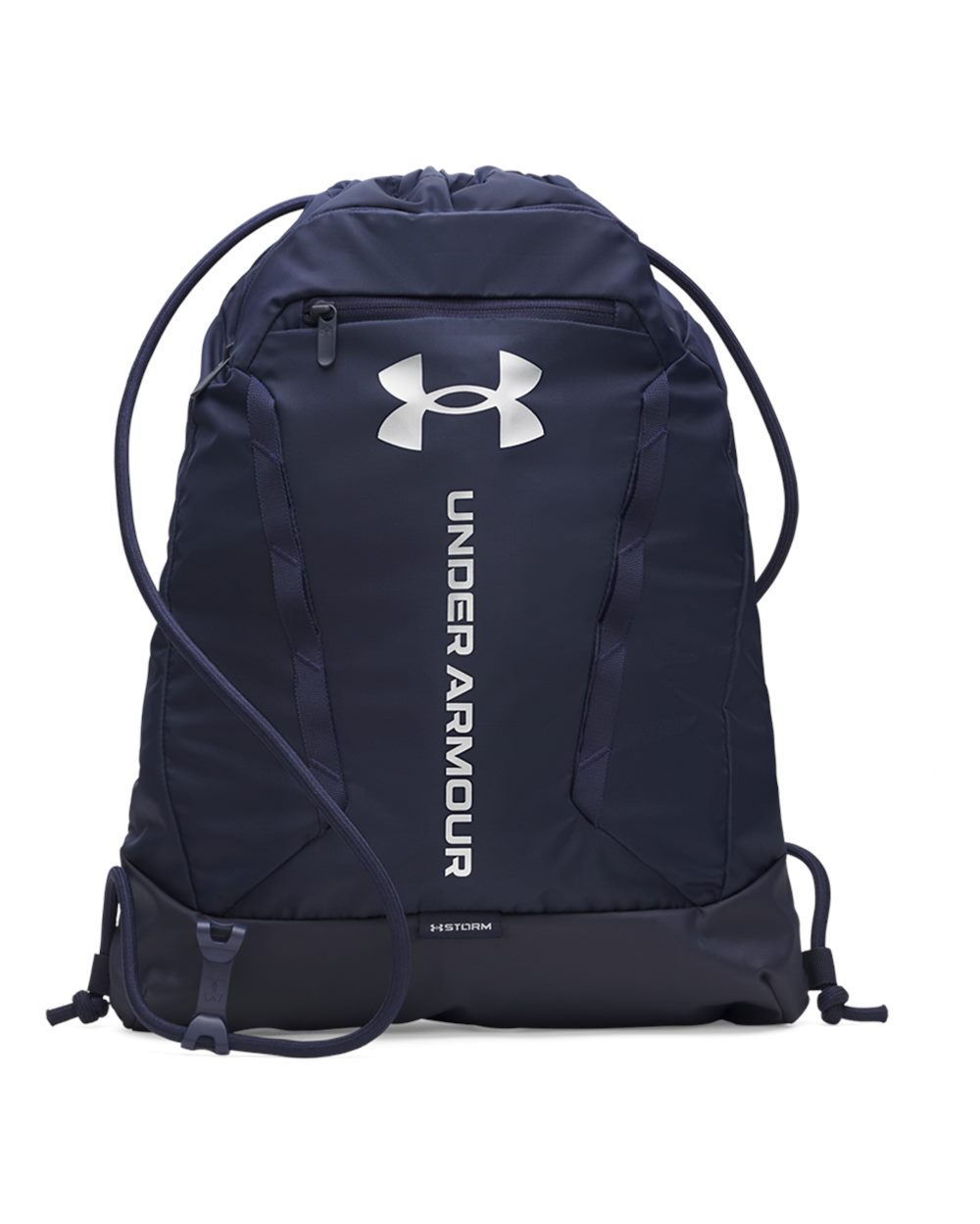 Under Armour Hustle Sackpack in Midnight Navy/ Midnight Navy/ Metallic Silver, style 6000519