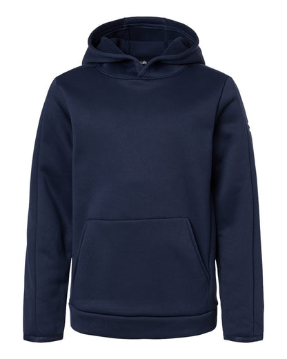 Under Armour Youth Fleece Pro Hooded Pullover in Midnight Navy/ White, style 6012355