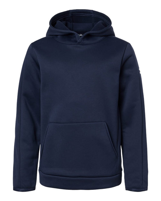 Under Armour Youth Fleece Pro Hooded Pullover in Midnight Navy/ White, style 6012355