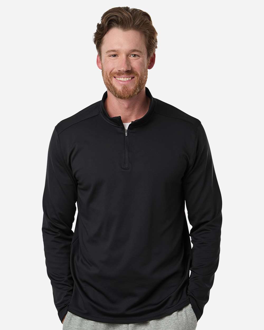 Under Armour Men's Motion Quarter-Zip Pullover in Black/ Castlerock, style 1386980
