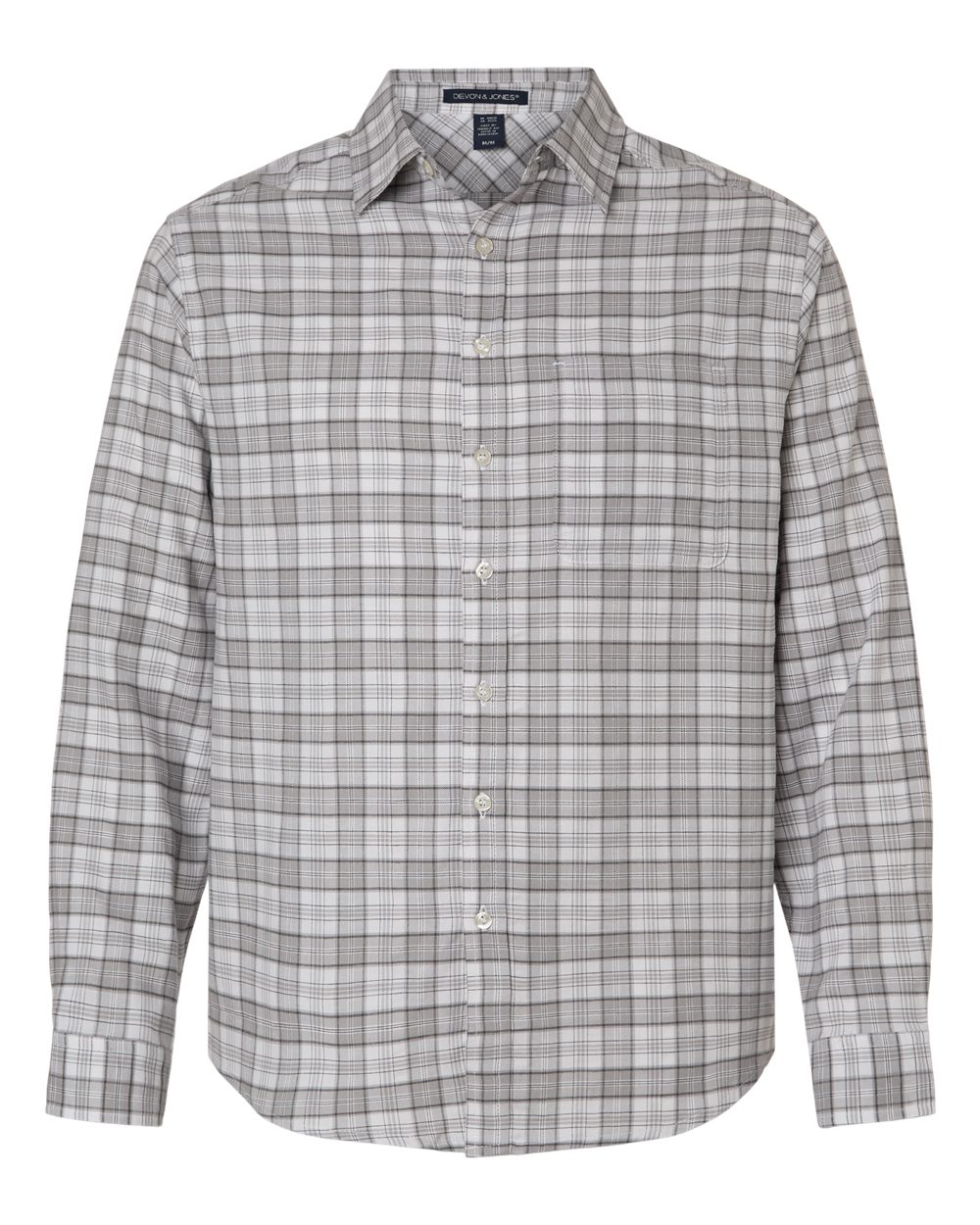 Devon & Jones Men's Concord Yarn-Dye Flannel Shirt blank in Graphite/ Grey/ White, style DG508