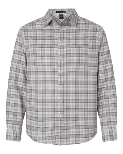 Devon & Jones Men's Concord Yarn-Dye Flannel Shirt blank in Graphite/ Grey/ White, style DG508
