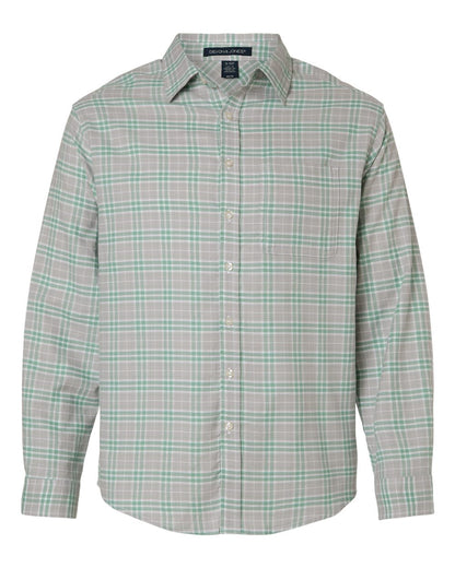 Devon & Jones Men's Concord Yarn-Dye Flannel Shirt blank in Grey/ Balsam Green/ White, style DG508