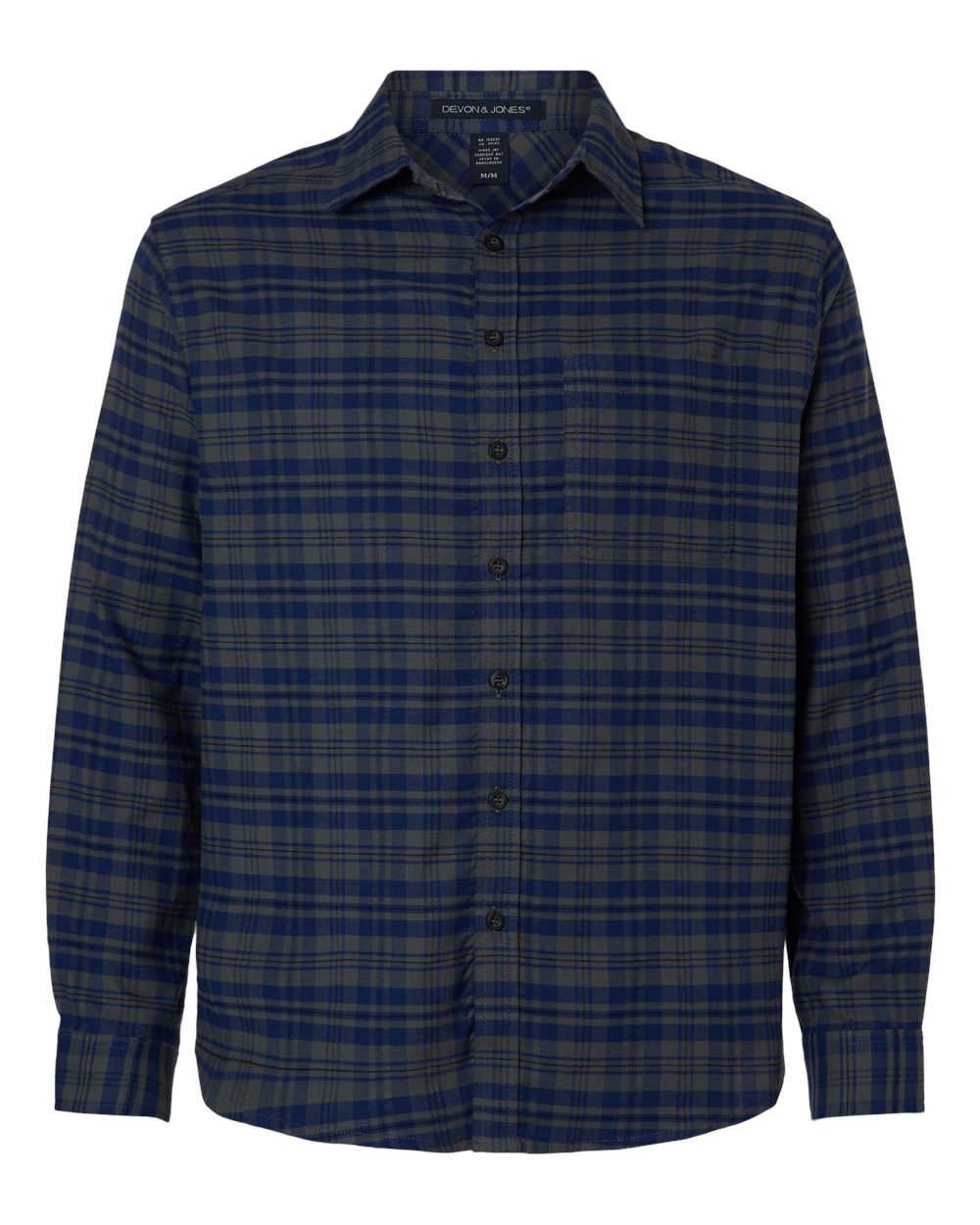 Devon & Jones Men's Concord Yarn-Dye Flannel Shirt blank in Midnight Royal/ Graphite/ Black, style DG508