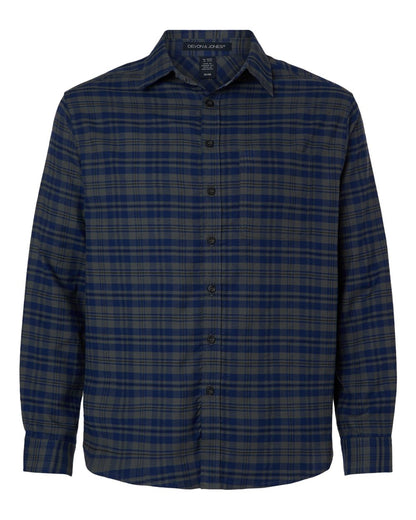 Devon & Jones Men's Concord Yarn-Dye Flannel Shirt blank in Midnight Royal/ Graphite/ Black, style DG508