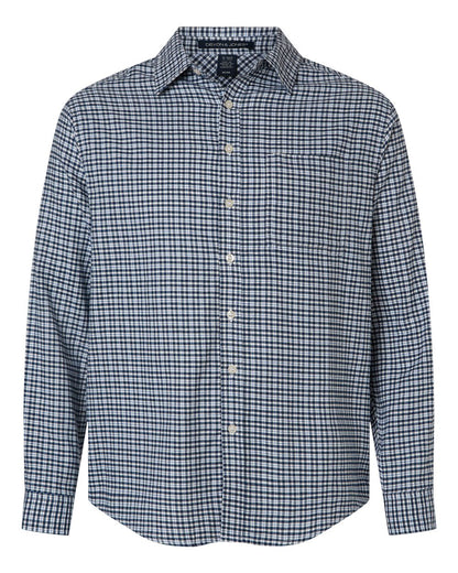 Devon & Jones Men's Concord Yarn-Dye Flannel Shirt blank in Navy/ French Blue/ White, style DG508