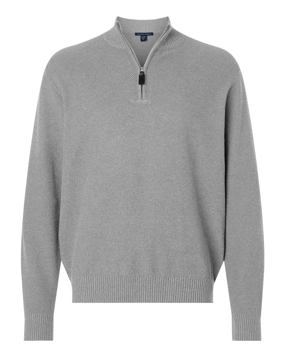 Devon & Jones Men's Hartland Textured Quarter-Zip Sweater blank in Light Grey Melange, style DG450