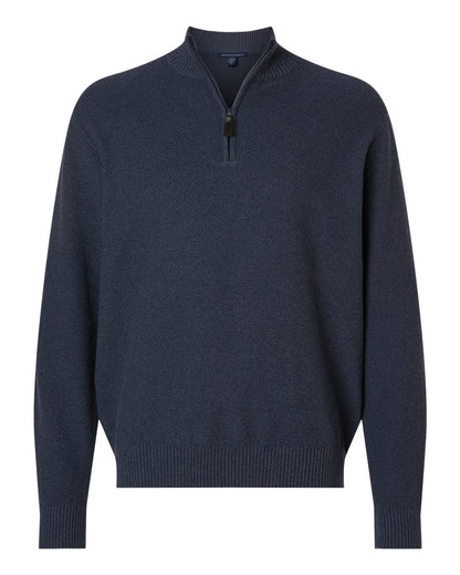 Devon & Jones Men's Hartland Textured Quarter-Zip Sweater blank in Navy Melange, style DG450