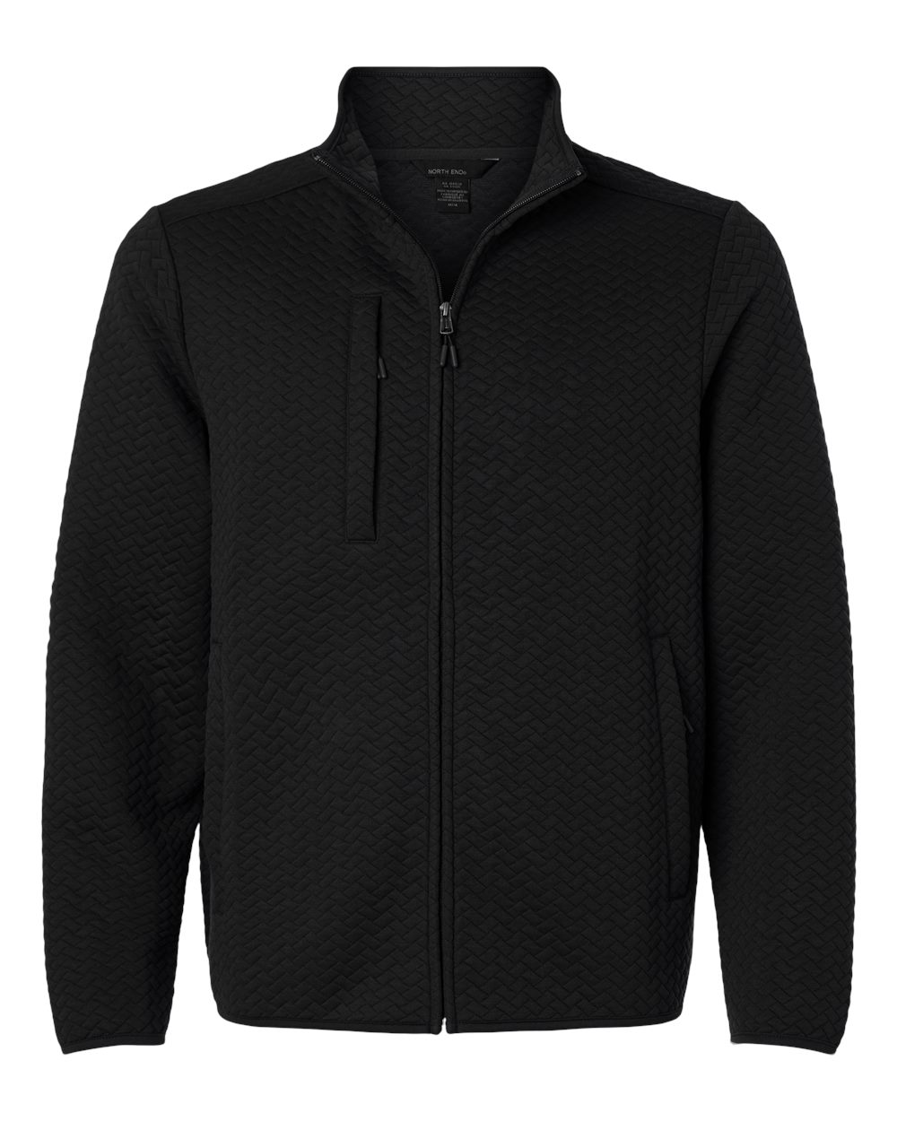 North End Men's Aspen Herringbone Fleece Full-Zip blank in Black, style NE425