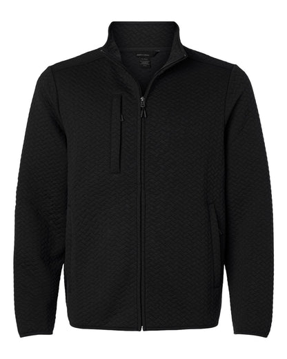North End Men's Aspen Herringbone Fleece Full-Zip blank in Black, style NE425