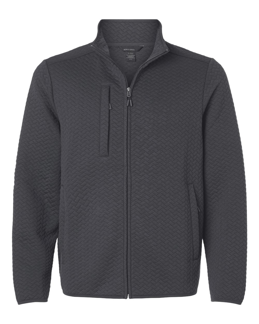 North End Men's Aspen Herringbone Fleece Full-Zip blank in Carbon, style NE425