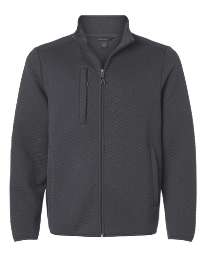 North End Men's Aspen Herringbone Fleece Full-Zip blank in Carbon, style NE425