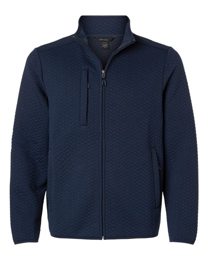 North End Men's Aspen Herringbone Fleece Full-Zip blank in Classic Navy, style NE425