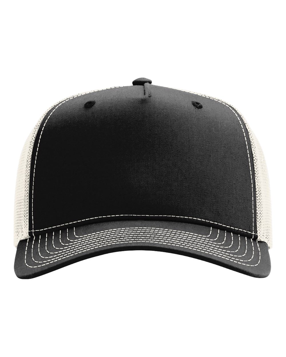 Richardson Five-Panel Champ Trucker Cap blank in Black/ Birch, style 112FPC