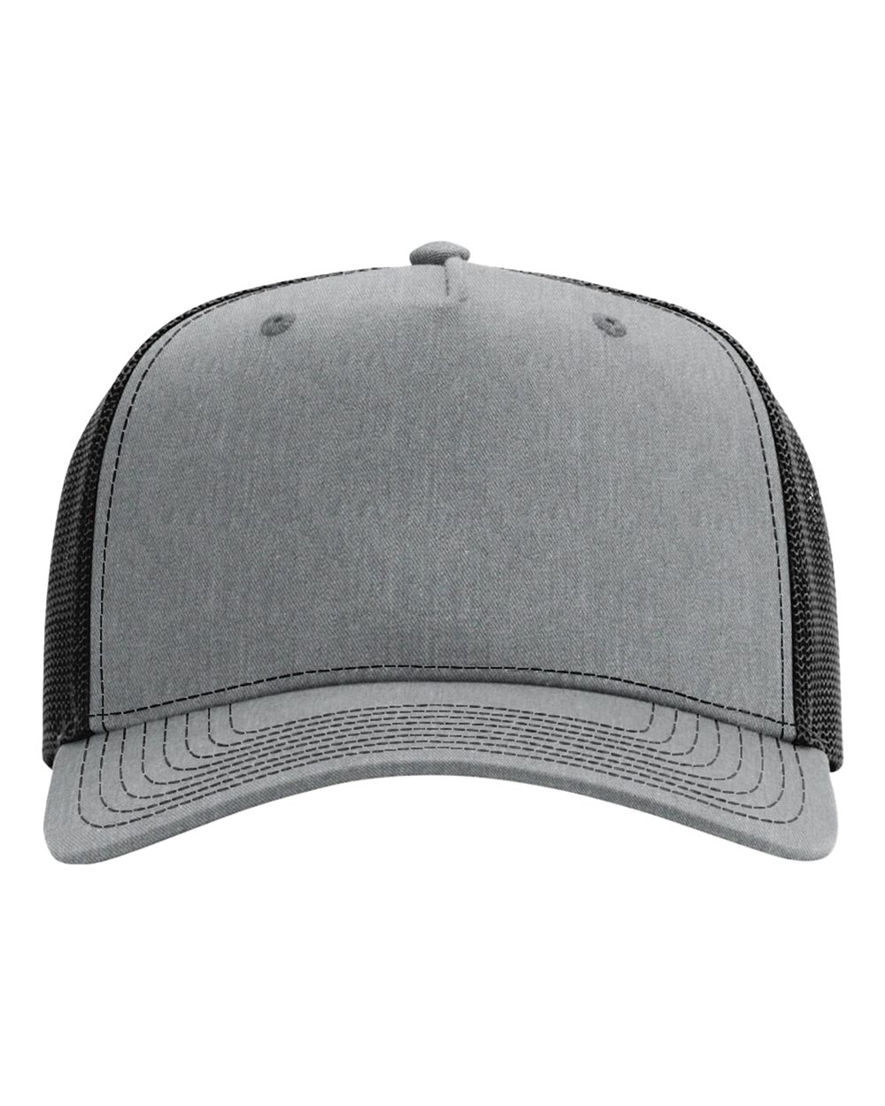 Richardson Five-Panel Champ Trucker Cap blank in Heather Grey/ Black, style 112FPC