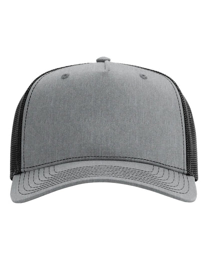 Richardson Five-Panel Champ Trucker Cap blank in Heather Grey/ Black, style 112FPC