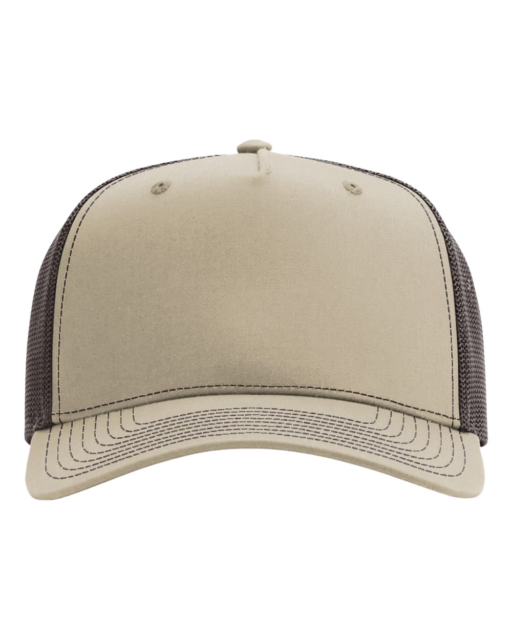 Richardson Five-Panel Champ Trucker Cap blank in Khaki/ Coffee, style 112FPC