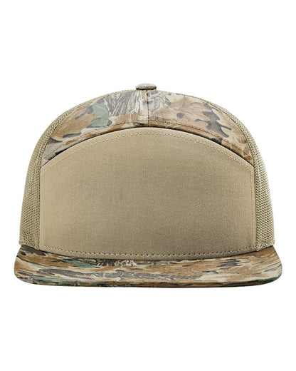 Richardson Printed Seven-Panel Trucker Cap blank in Realtree Advantage/ Khaki, style 168P