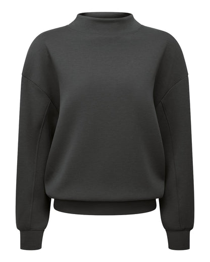TriDri Women's Luxe Mock Neck Sweatshirt blank in Charcoal, style TD660