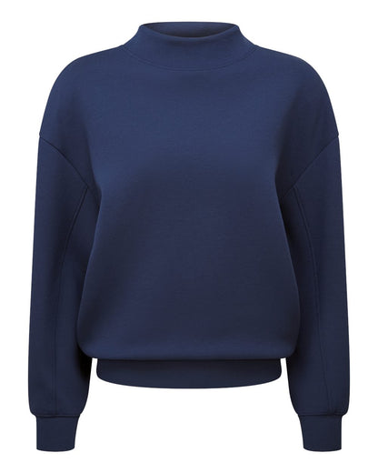 TriDri Women's Luxe Mock Neck Sweatshirt blank in Navy, style TD660