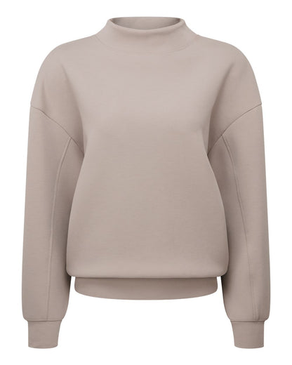 TriDri Women's Luxe Mock Neck Sweatshirt blank in Stone, style TD660