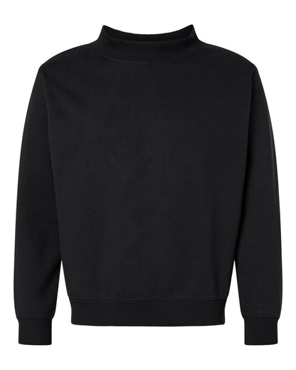 Live & Tell by LAT Unisex Mock Neck Fleece Sweatshirt blank in Black, style 6928