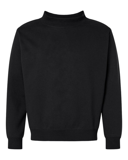 Live & Tell by LAT Unisex Mock Neck Fleece Sweatshirt blank in Black, style 6928