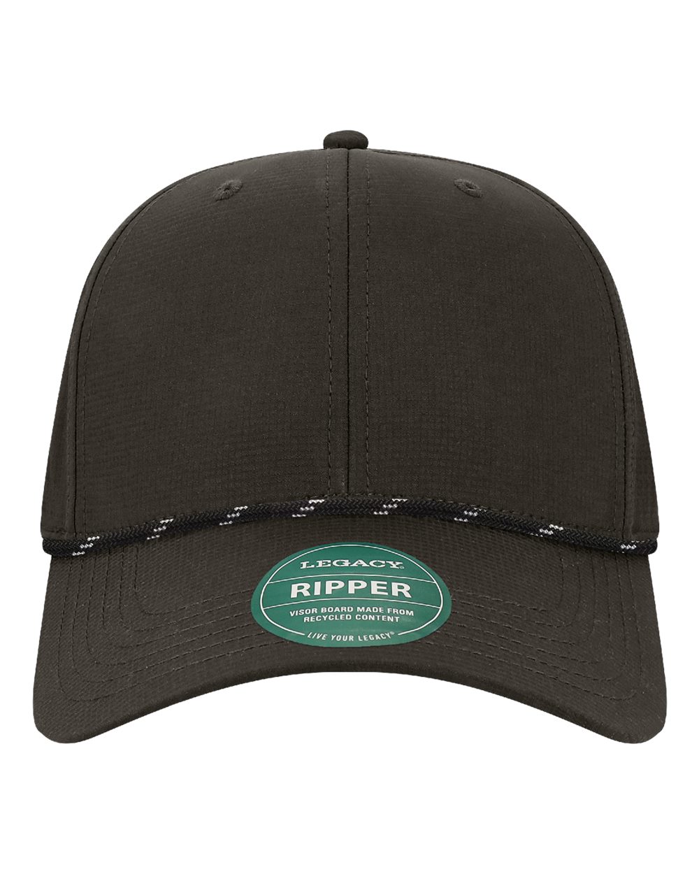LEGACY Six-Panel Ripstop Rope Cap blank in Black-Black/ White, style RIPPER