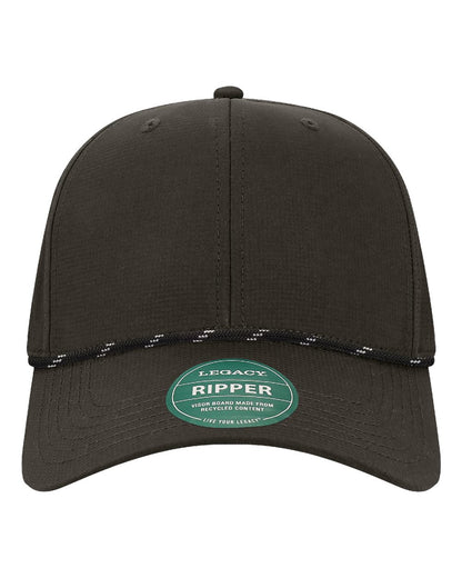 LEGACY Six-Panel Ripstop Rope Cap blank in Black-Black/ White, style RIPPER
