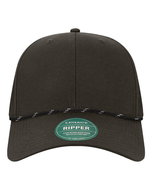 LEGACY Six-Panel Ripstop Rope Cap blank in Black-Black/ White, style RIPPER