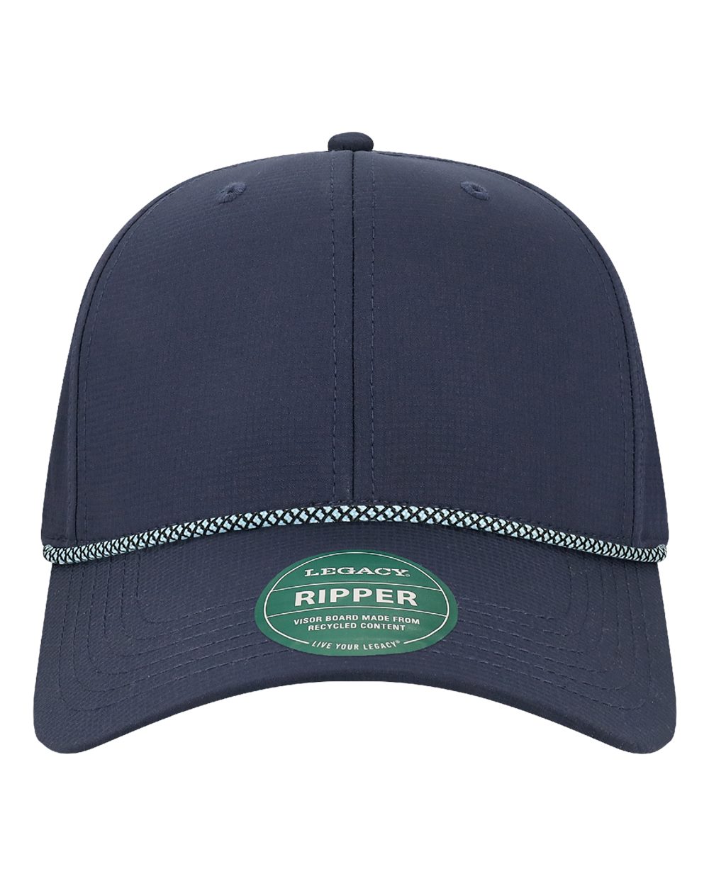 LEGACY Six-Panel Ripstop Rope Cap blank in Navy/ Crystal Blue, style RIPPER