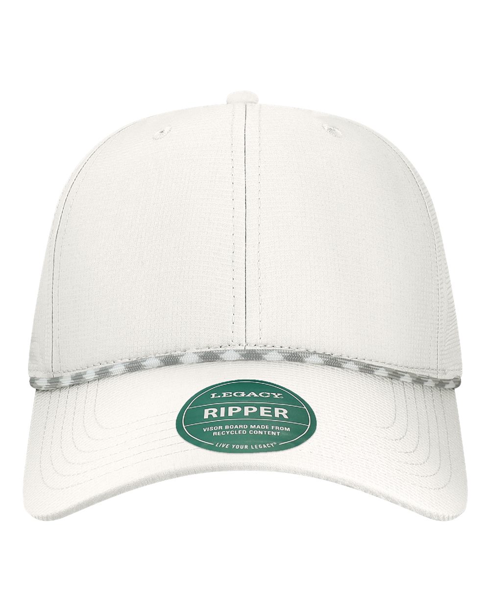 LEGACY Six-Panel Ripstop Rope Cap blank in White-Neutral/ Grey, style RIPPER