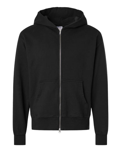 Shaka Wear Unisex Max Heavy Garment-Dyed Full-Zip Hooded Sweatshirt blank in Black, style SHGMZ