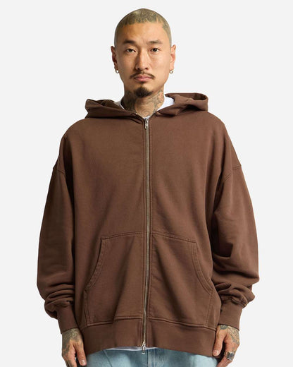 Shaka Wear Max Heavy Garment-Dyed Full-Zip Hooded Sweatshirt in Mocha, style SHGMZ