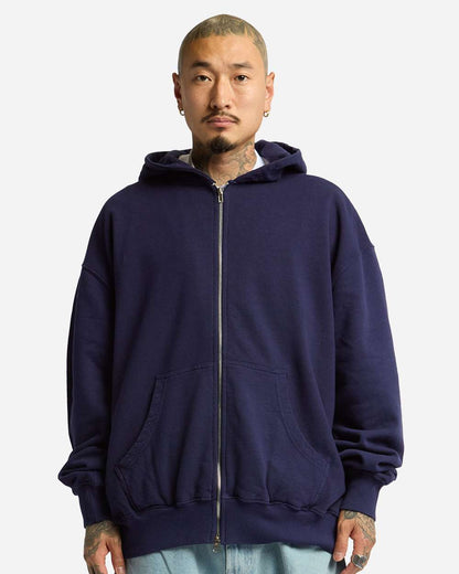Shaka Wear Max Heavy Garment-Dyed Full-Zip Hooded Sweatshirt in Navy, style SHGMZ