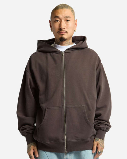 Shaka Wear Max Heavy Garment-Dyed Full-Zip Hooded Sweatshirt in Shadow, style SHGMZ
