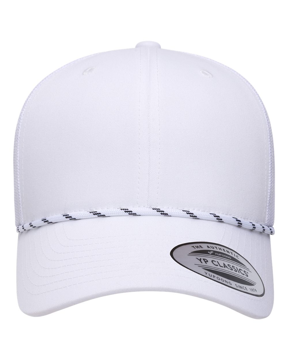 YP Classics Retro Trucker Rope Cap blank in White, style 6606BD
