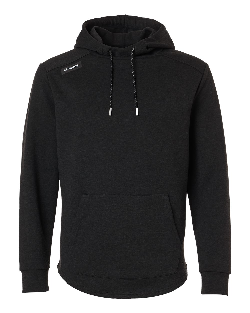 Legends Men's Hawthorne Tech Hooded Sweatshirt blank in Black Heather, style SWM00J007