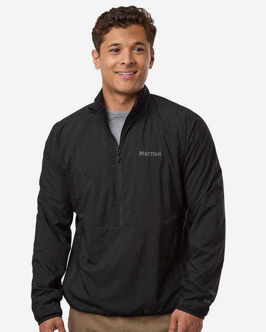 Marmot Men's Aerothermal Soft Shell Quarter-Zip Pullover in Black, style M16218