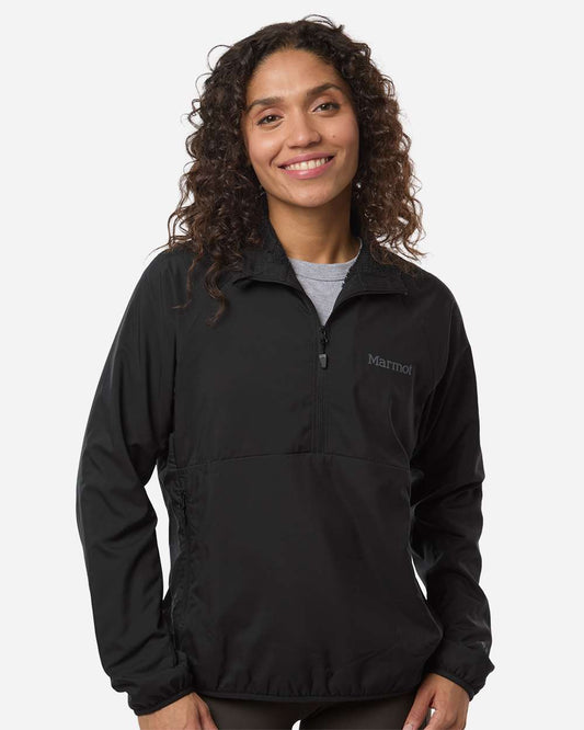 Marmot Women's Aerothermal Soft Shell Quarter-Zip Pullover in Black, style M16245