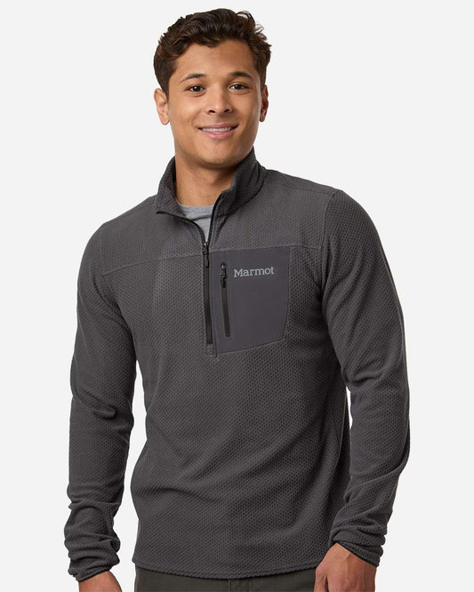 Marmot Men's Air Fleece Quarter-Zip Pullover in Blackened, style M16726