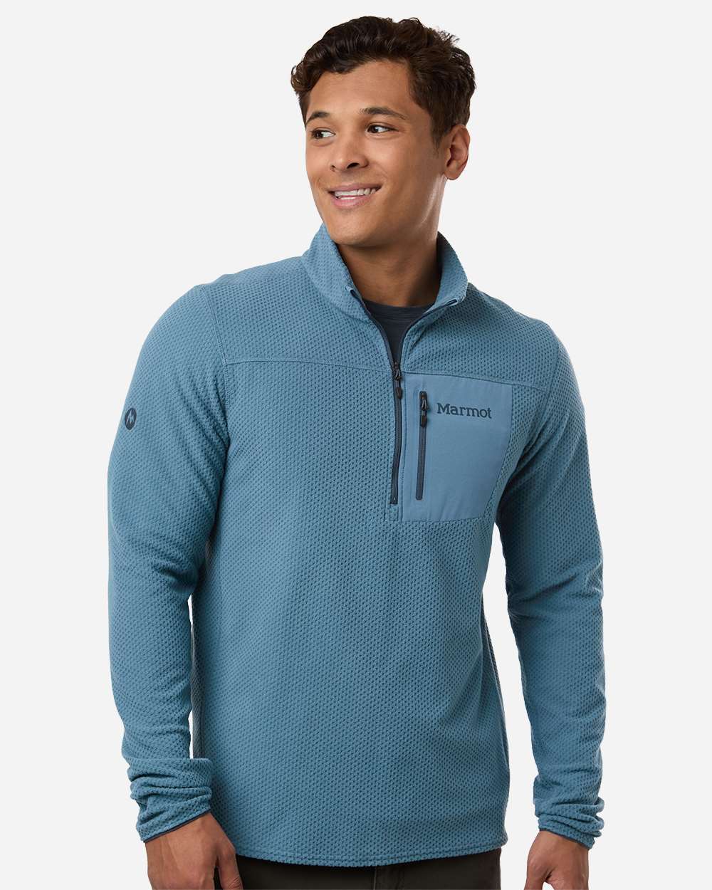 Marmot Men's Air Fleece Quarter-Zip Pullover in Summer Storm, style M16726