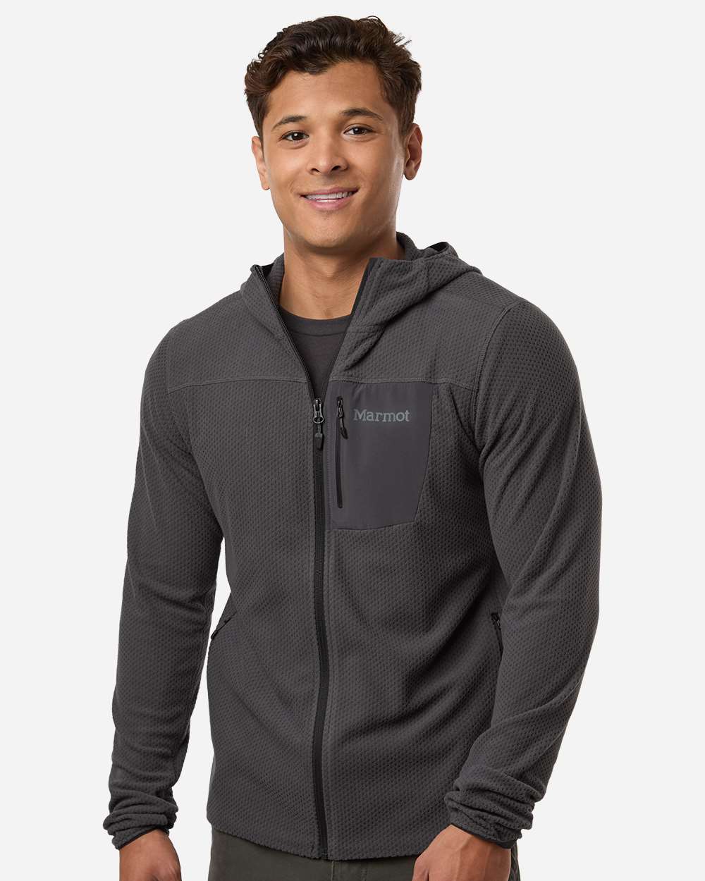Marmot Men's Air Fleece Hooded Jacket in Blackened, style M16727