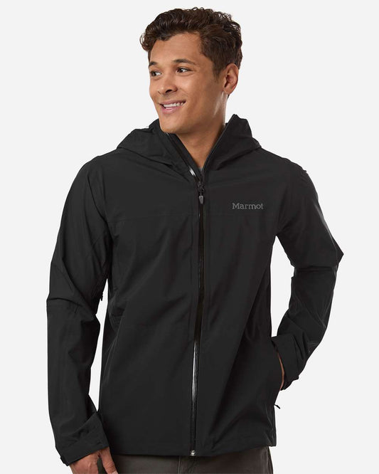 Marmot Men's PreCip Evo Flex Hooded Jacket in Black, style M16738