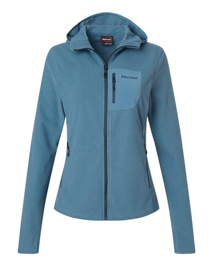 Marmot Women's Air Fleece Hooded Jacket in Summer Storm, style M16746