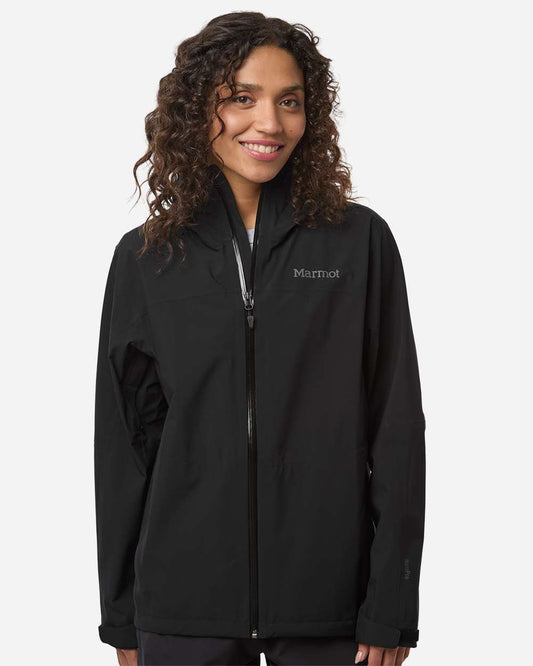 Marmot Women's PreCip Evo Flex Hooded Jacket in Black, style M16756