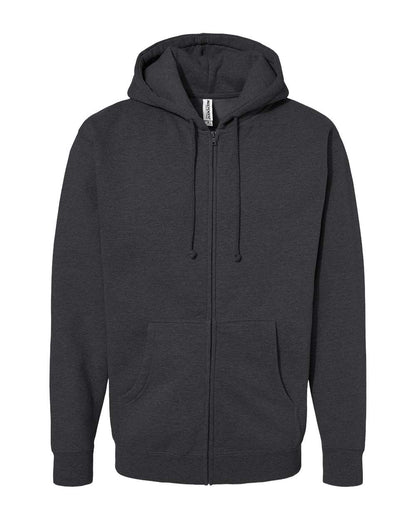 Independent Trading Co. IND4000Z Heavyweight Full-Zip Hooded Sweatshirt in Charcoal Heather